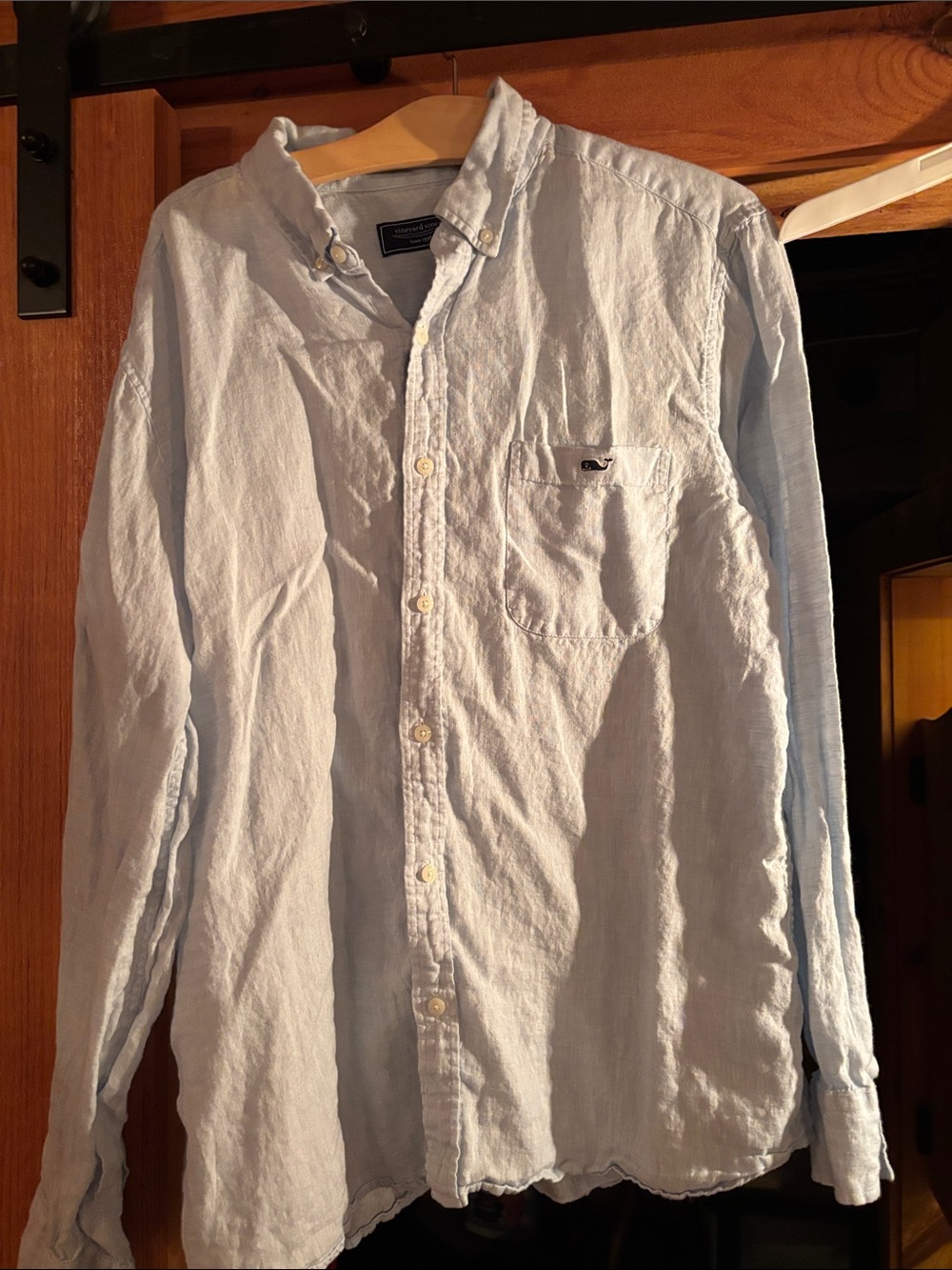 Vineyard Vines Light Blue Linen Long-Sleeve Button-Down Shirt